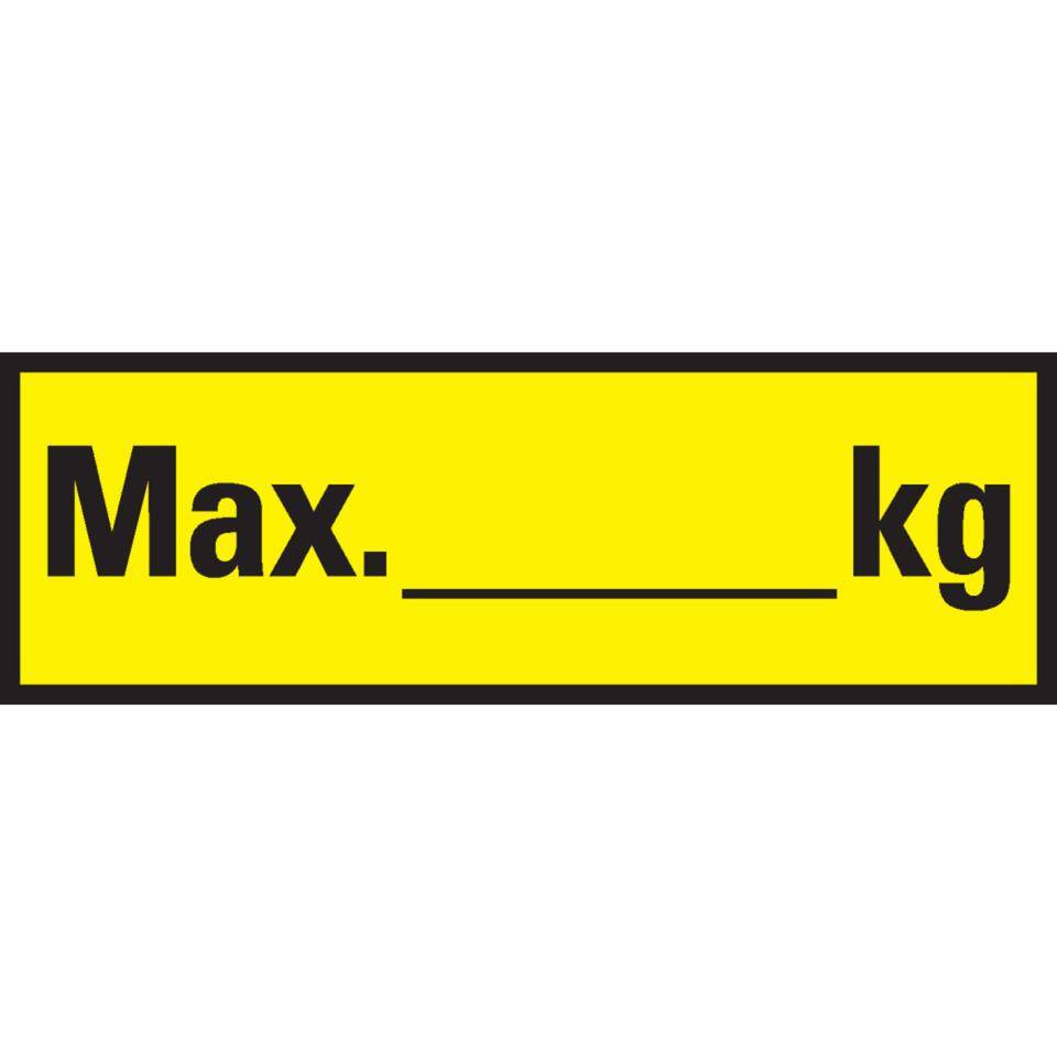 Regalbelastungs-Aufkleber max. kg, gelb, Cellulose-Folie, selbstklebend, 150x50mm, 5/Bogen-0