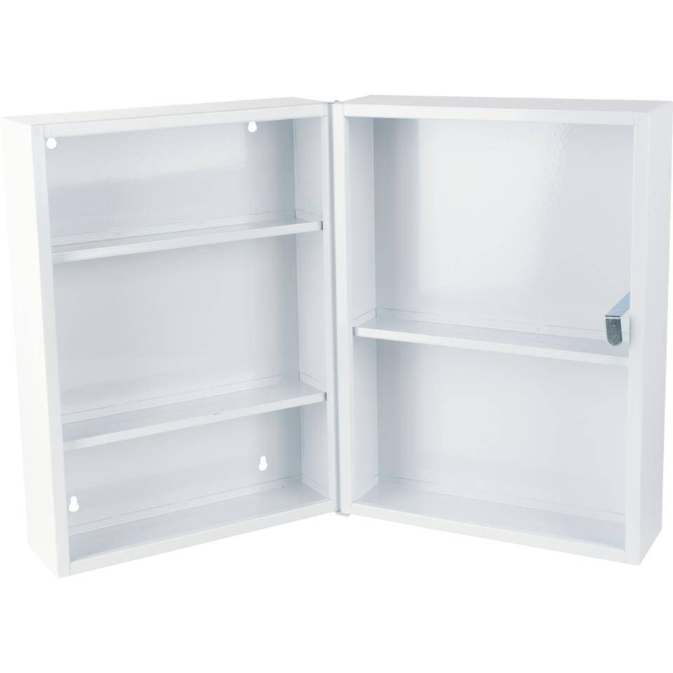 K.57 Verbandschrank, 1-türig, 3 Einlegeböden, weiß, Stahlblech, 320x450x190mm-2