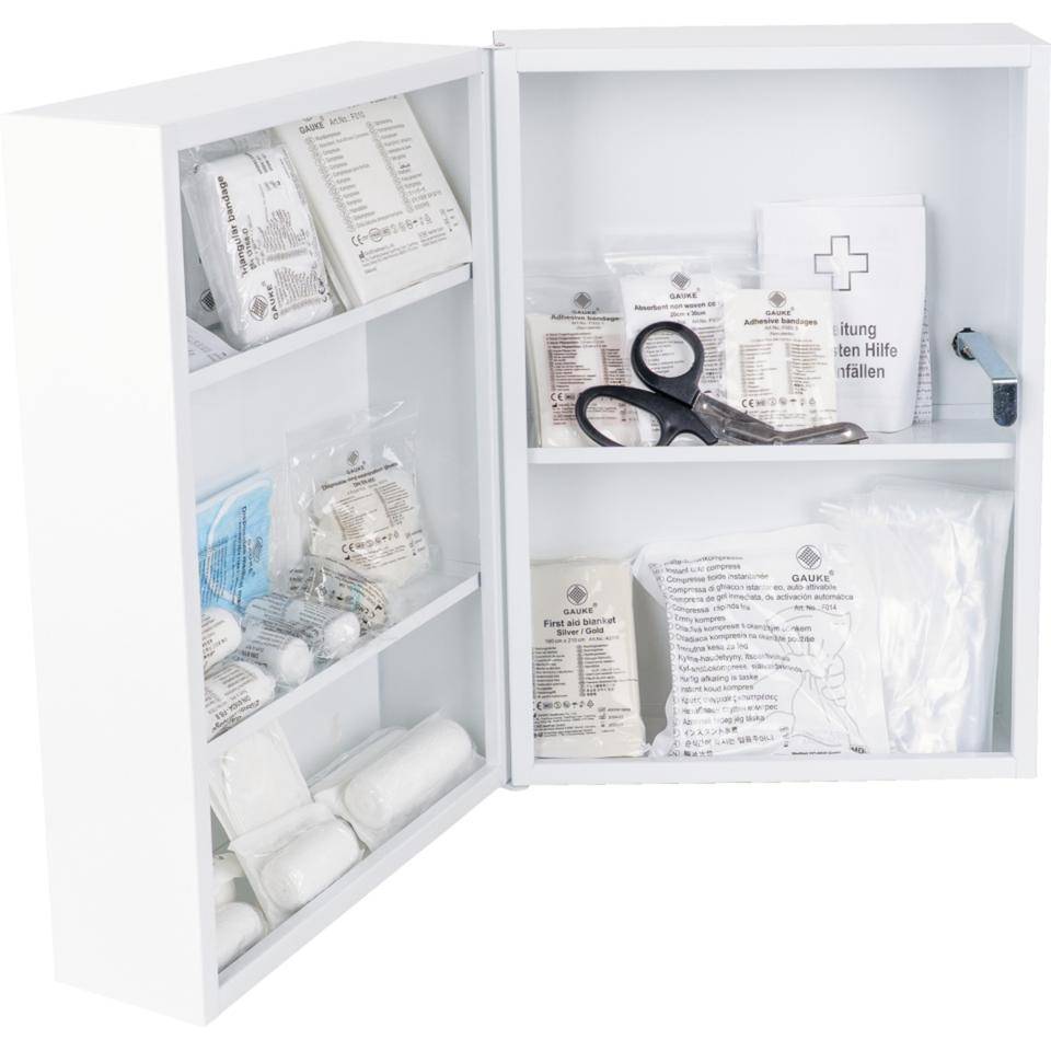 K.57 Verbandschrank, 1-türig, 3 Einlegeböden, weiß, Stahlblech, 320x450x190mm-3