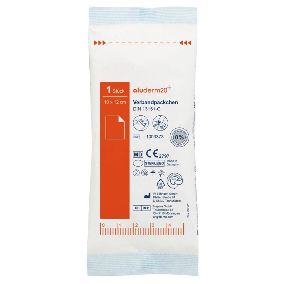 aluderm20 Verbandpäckchen, DIN 13151, groß, Binde 10cmx4m, Kompresse 10x12cm