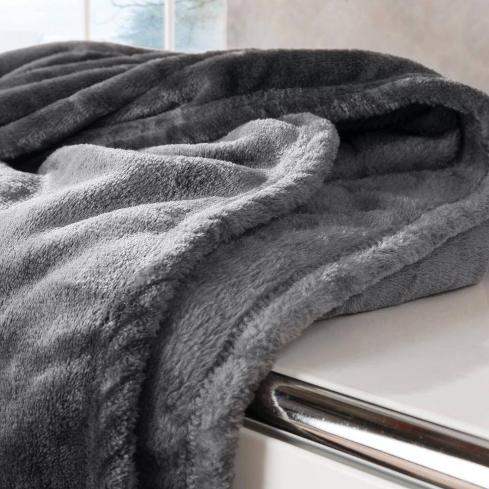 IBENA® Decke Olbia, gesäumt, anthrazit, Polyester, 150x200cm-1
