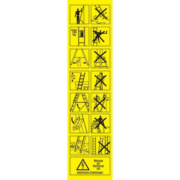Aufkleber Leitern und Tritte - elektrischen Freileitungen, Folie, selbstklebend, 45x180mm