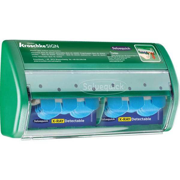 Salvequick® Pflasterspender, Wandbefestigung, gefüllt mit x-Ray detectable Strips