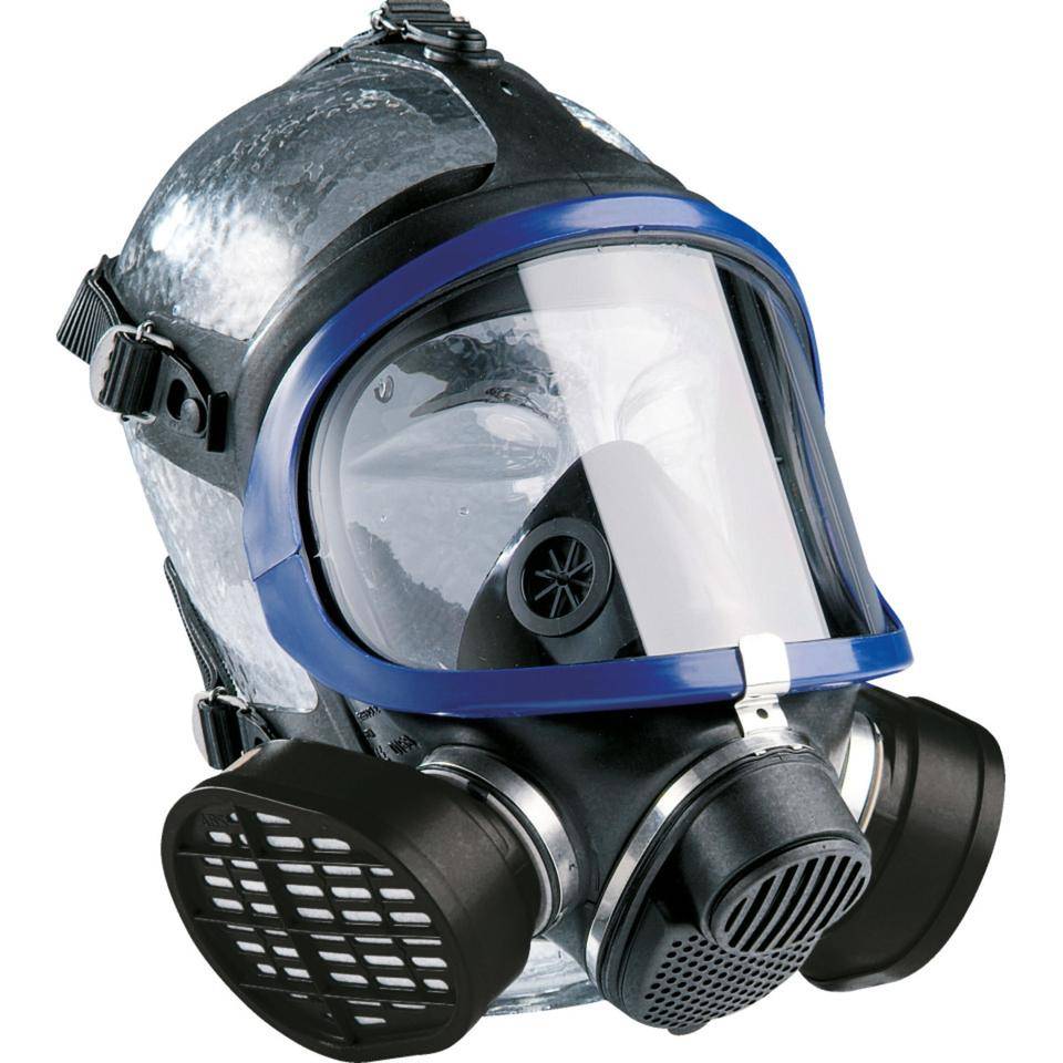 Dräger Vollmaske X-Plore 5500 mit 2-Filter-Bajonett-Anschluß, blau/grau-0