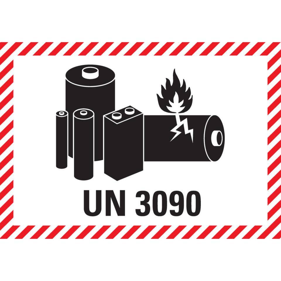 Verpackungskennzeichen UN-Nummer 3090, Haftpapier, permanent, 100x70mm-0