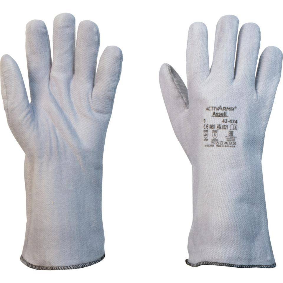 Ansell ActivArmr® Hitzeschutzhandschuh 42-474, Kat.III, grau, 350mm, Größe 8-0