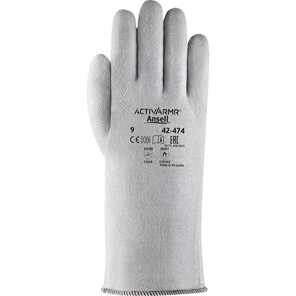 Ansell ActivArmr® Hitzeschutzhandschuh 42-474, Kat.III, grau, 350mm, Größe 8-1