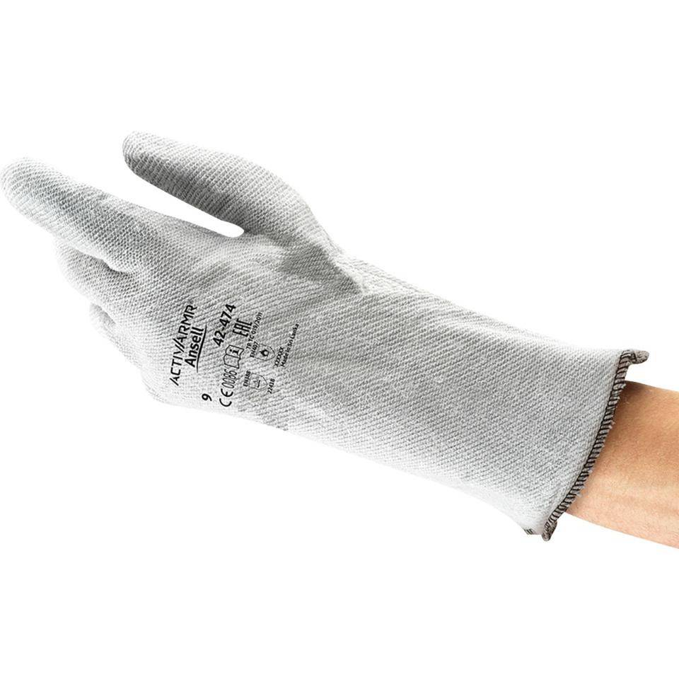 Ansell ActivArmr® Hitzeschutzhandschuh 42-474, Kat.III, grau, 350mm, Größe 8-3