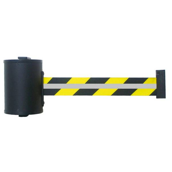 RS-GUIDESYSTEMS Wandkassette, Gurt: gelb/schwarz schraffiert, Reflexstreifen, 7m