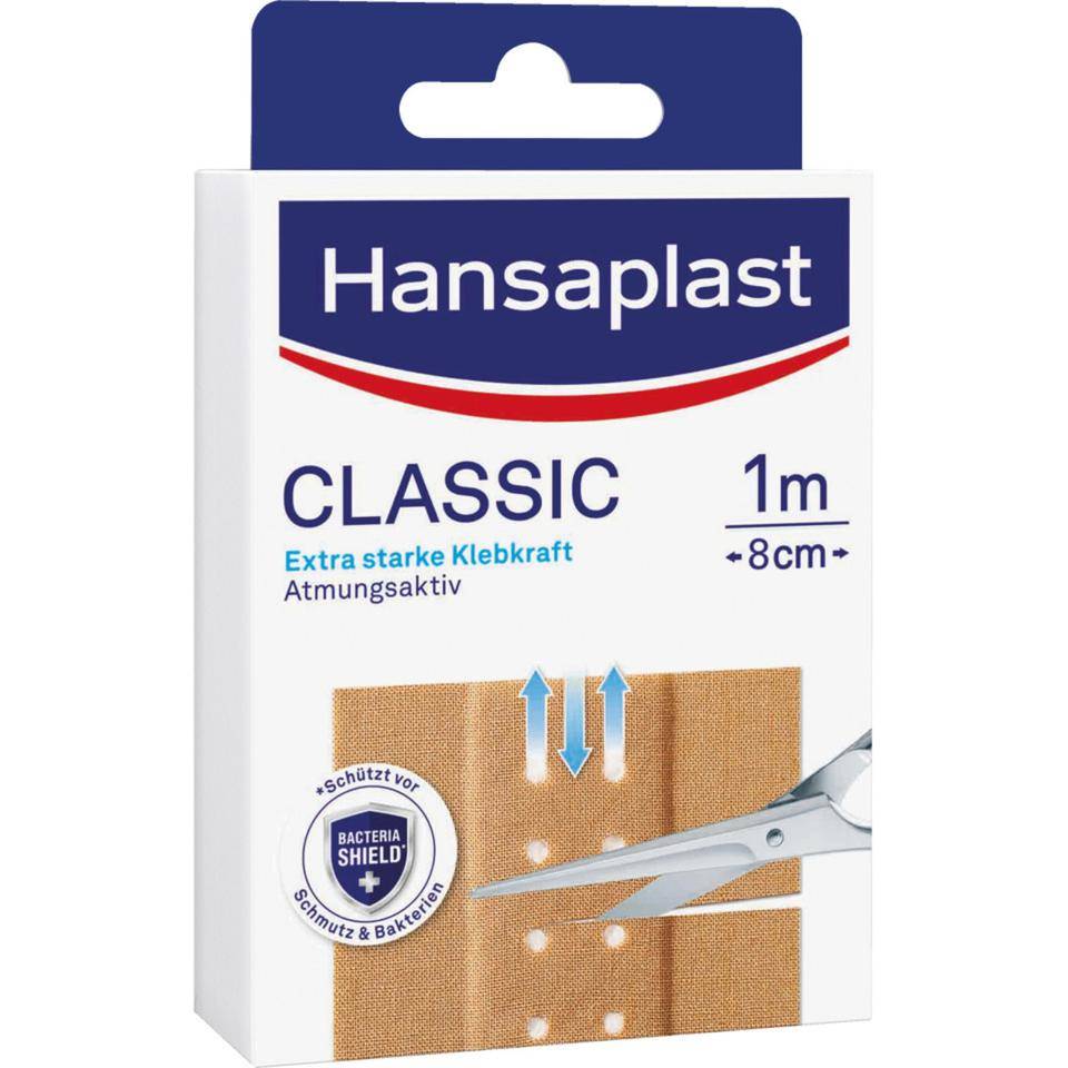 Hansaplast® Pflaster CLASSIC, luftdurchlässig, für normale Haut,8cmx1m, 10Pack/VE-0