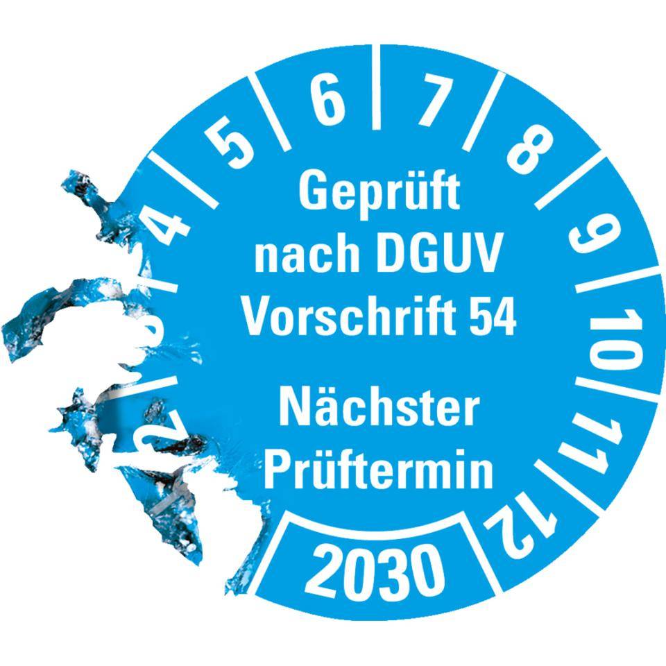 Prüfplakette geprüft gemäß BetrSichV §14, 30-35, hellblau, Dokumentenfolie, Ø30mm, 18/Bogen-2