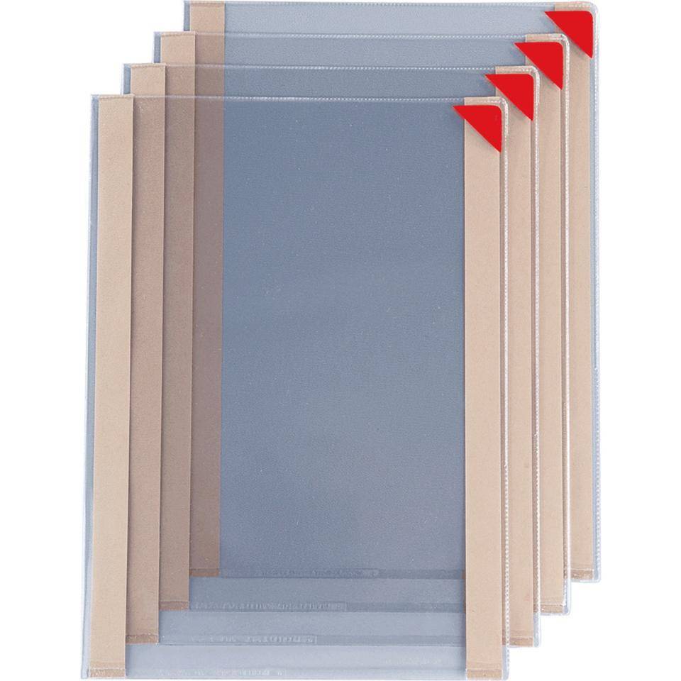 tarifold Sichthülle KANG, magnetische Schließung, transparent, rote Ecken, A4, 5/VE-0