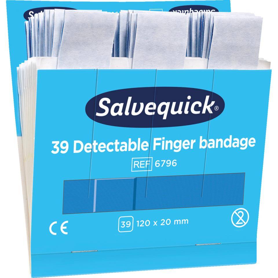 Nachfüll-Pflastersatz f. Salvequick® Pflasterspender, detectable, blau, lang, 234/VE-1