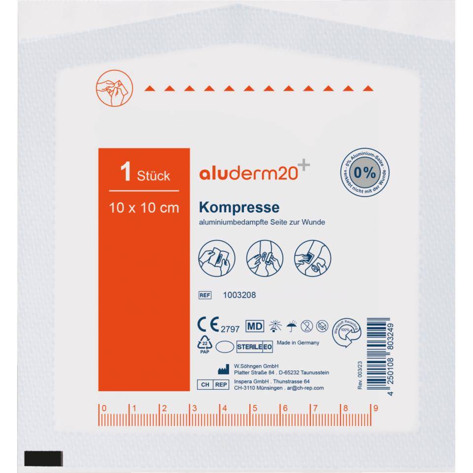 aluderm20 Kompresse, Polyestervlies, 10x10cm, 30/VE-0