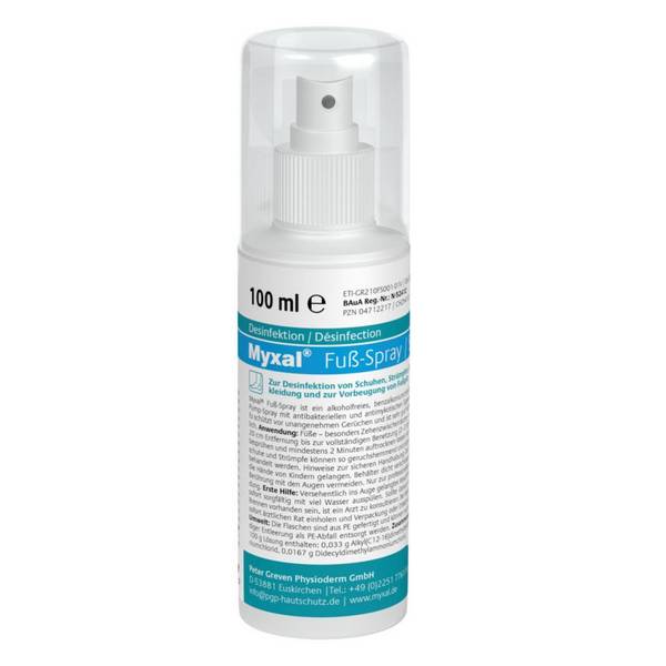 Physioderm Myxal® Fuss-Spray, im Pumpzerstäuber, zur Desinfektion, 100ml/Flasche