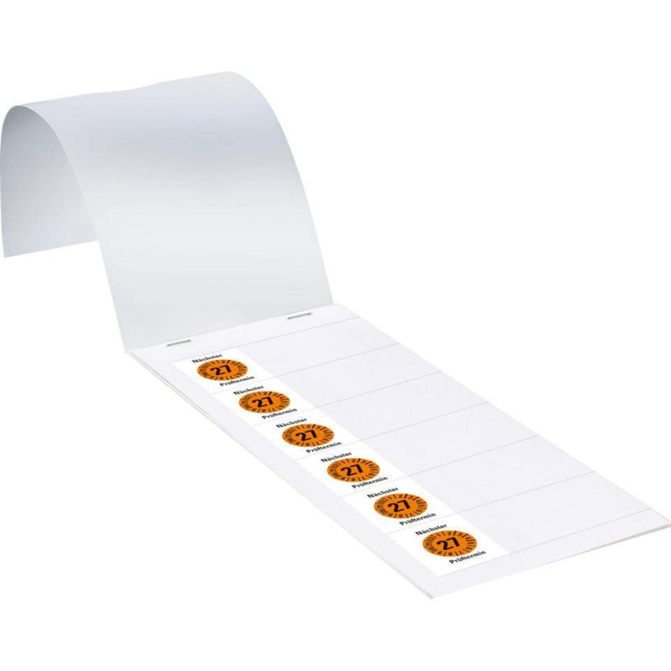 Kabelprüfplakette Nächster Prüftermin 27, orange, Folie, selbstklebend, 57x25mm, 60/Heft-1