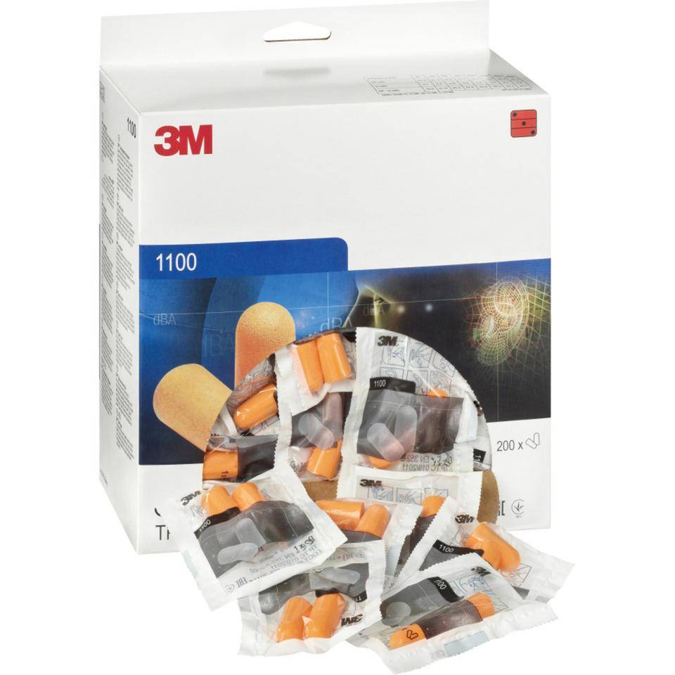 3M Gehörschutzstöpsel 1100, Kat.III, EN 352-2, orange, Schaumstoff, 200 Paar/Box-1