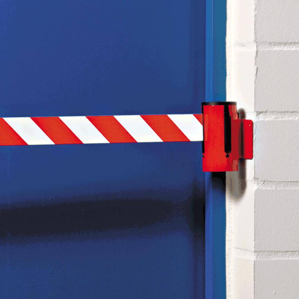 RS-GUIDESYSTEMS Wandkassette Indoor, rot, Metall, Gurt rot/weiß schraffiert, 4m-1