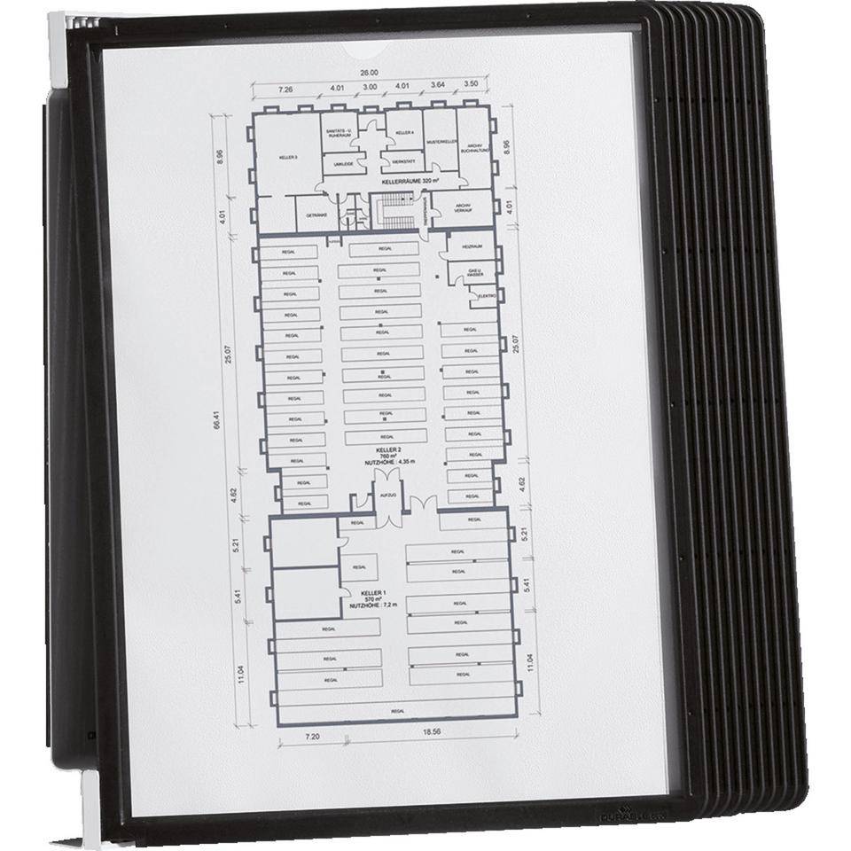 DURABLE VARIO® magnetischer Wandhalter Wall 10, schwarz, Einlegeformat 297x210mm