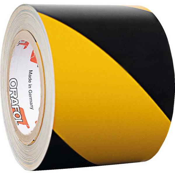 ORALITE®Reflexfolie, rechtsweisend, teilreflektierend, gelb/schwarz, 100mm, 25m/Rolle