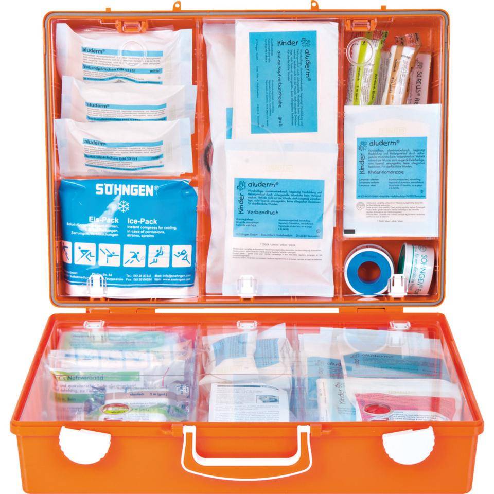 SÖHNGEN® EH-Koffer Schule XS - XXL, i.A.a. ASR A4.3 (DIN 13157),orange, Wandhalterung-2