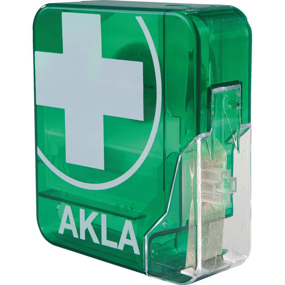 Pflasterspender AKLA, gefüllt, beige, Kunststoff, grün, 50x160x150mm-3