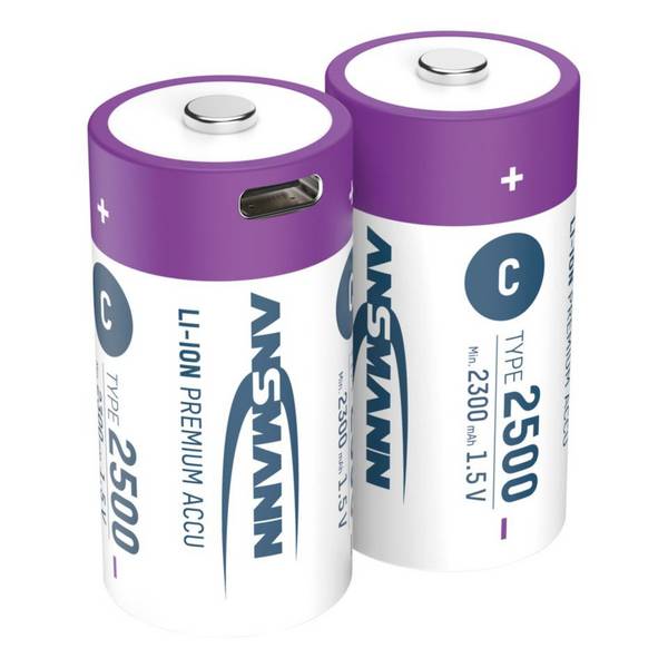 ANSMANN Lithium-Ionen Akkus Baby C Typ 2500 (min. 2300 mAh), 2/VE