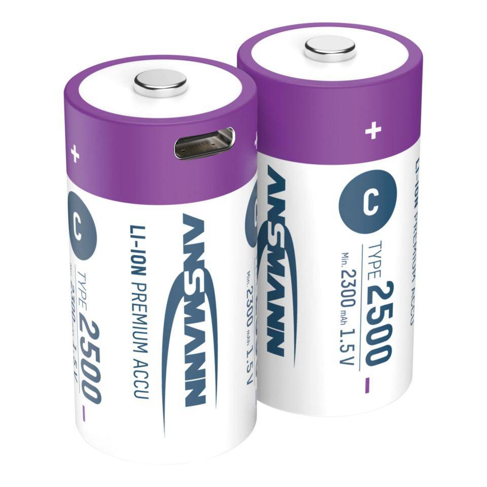 ANSMANN Lithium-Ionen Akkus Baby C Typ 2500 (min. 2300 mAh), 2/VE-0
