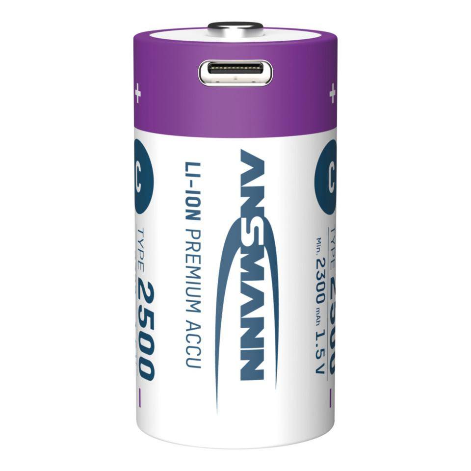 ANSMANN Lithium-Ionen Akkus Baby C Typ 2500 (min. 2300 mAh), 2/VE-1