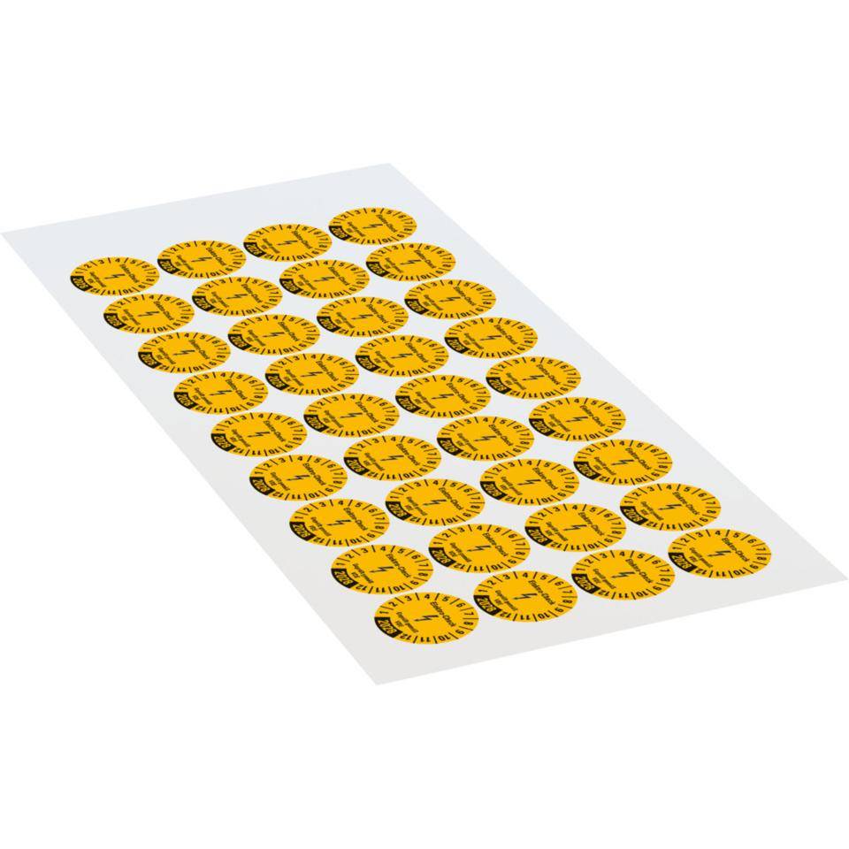 Prüfplakette Elektro-Check Geprüft.., 2028, gelb, Dokumentenfolie, Ø 20mm, 36/Bogen-3