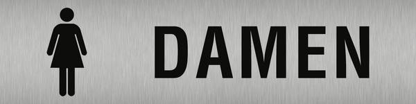 Schild Piktogramm WC Damen, Edelstahl, selbstklebend, 160x40 mm