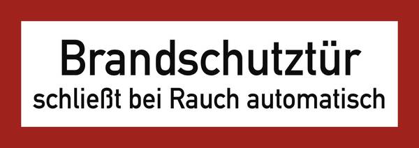 Aufkleber Brandschutztür schließt bei Rauch automatisch, Folie, 297x105 mm