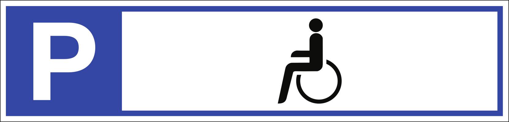 Schild Parkplatzreservierer Behindertenparkplatz, Alu, 460x110 mm-0