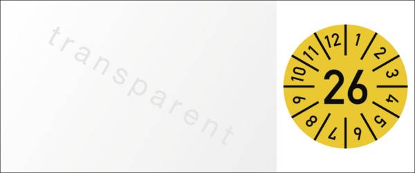 Kabelprüfplakette Jahr 2026 mit Monaten, Folie, 60x25 mm, 10 Stück/Bogen