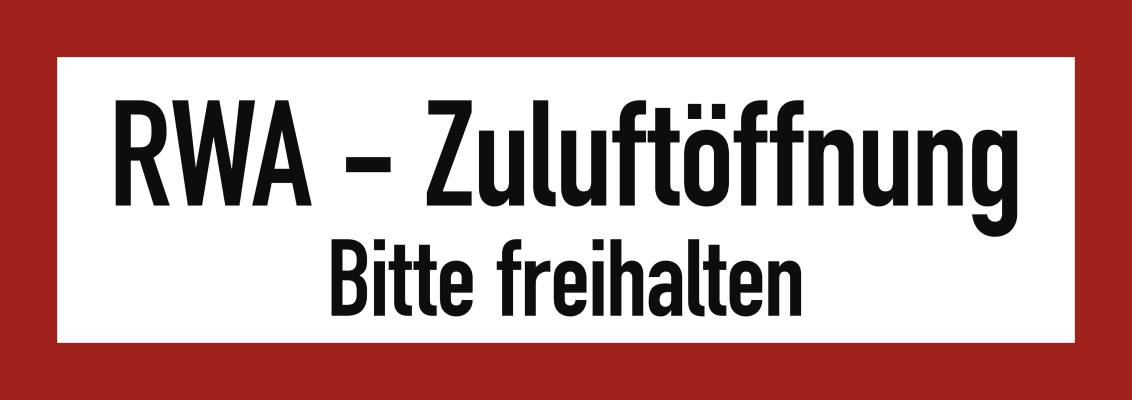 Schild RWA-Zuluftöffnung Bitte freihalten, Alu, 297x105 mm-0