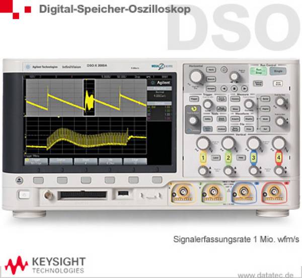 Keysight DSOX3034A | Oszilloskop, 4 Kanal 350 MHz, bis 4 GSa/s, 1 Mio wfm/s, 2 MPts Speicher