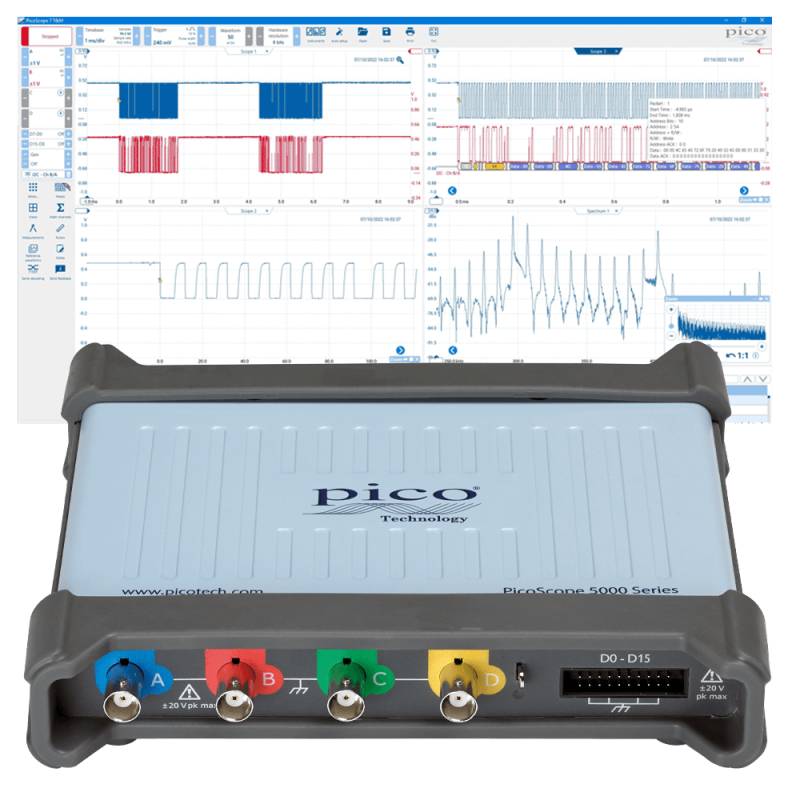 Pico Technology USB-Oszilloskop für PC, MSO, 4+16-Kanal, 100 MHz | PicoScope 5443D MSO (PQ153)-0