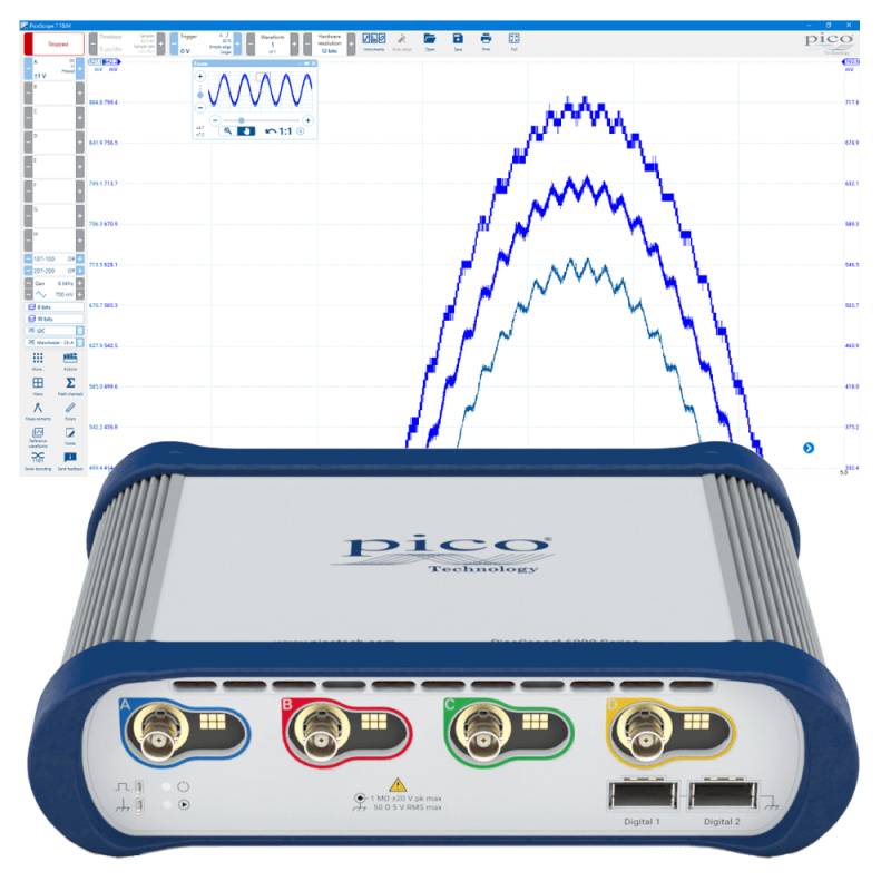 Pico Technology PQ201 | USB-PC Oszilloskop 6424E, 6000E Serie, 4 Kanal, 500 MHz, 5 GSa/s, 8-12 Bit FlexRes-0