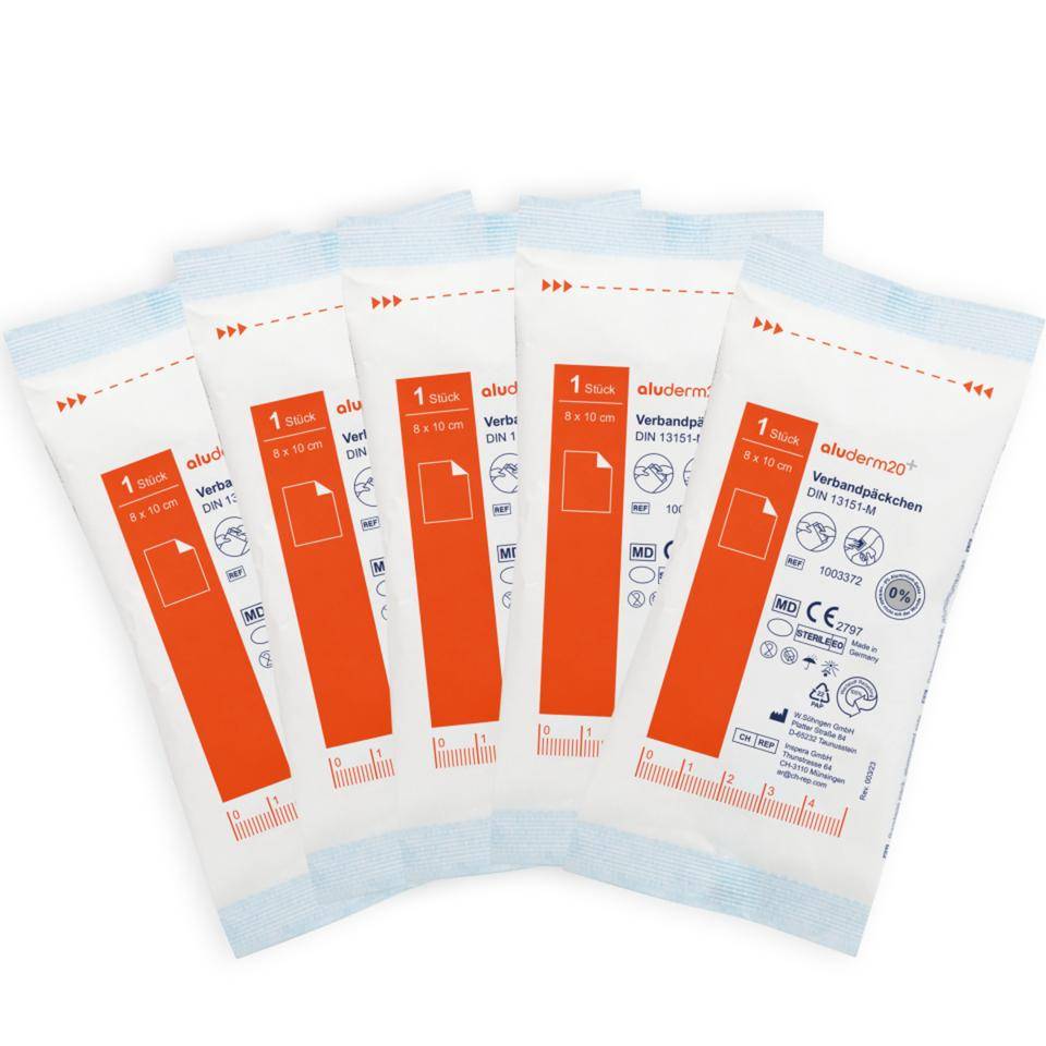 aluderm20 Verbandpäckchen,DIN 13151,mittel,Binde 8cmx4m,Kompresse 8x10cm,5/VE-3