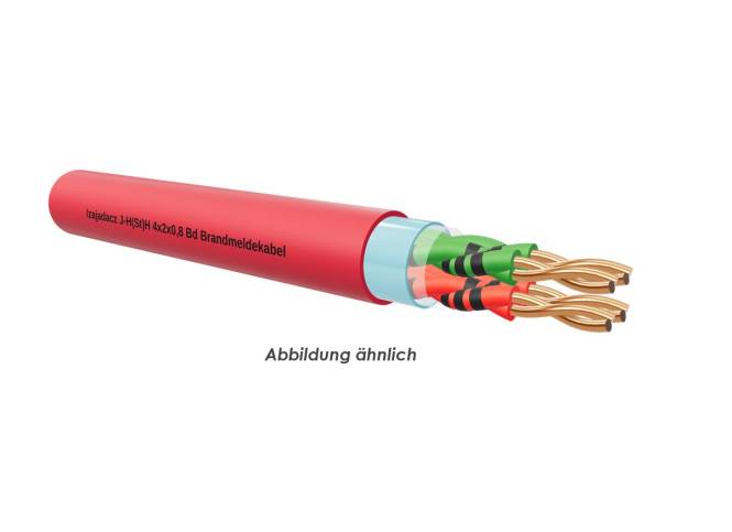 J-H(St)H 4x2x0,8 Bd rot Eca Trommel 500m halogenfrei Aufdruck Brandmeldekabel-0