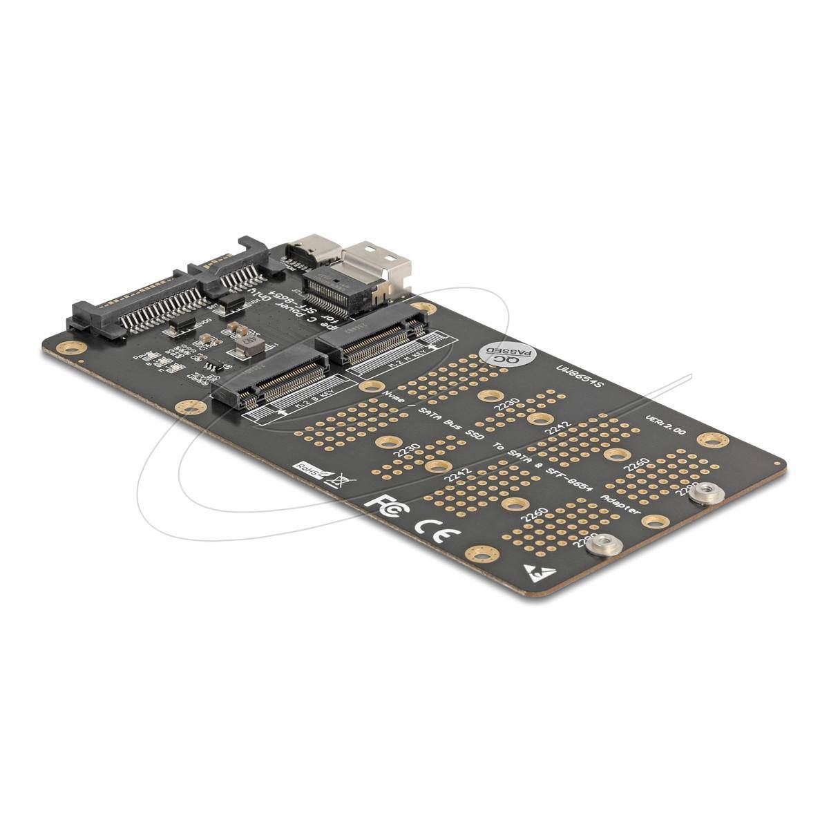 Delock Konverter M.2 Key M NVMe SSD> SFF-8654 und B Converter-1