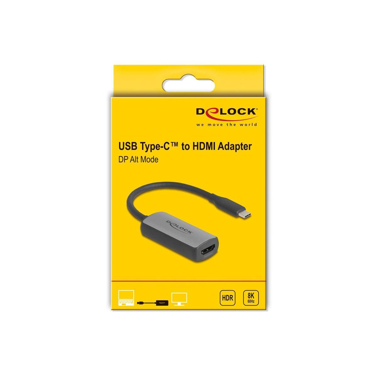 Delock Adapterkabel - USB-C männlich zu HDMI weiblich - 17 cm - Grau - 8K60Hz (7680 x 4320)-2