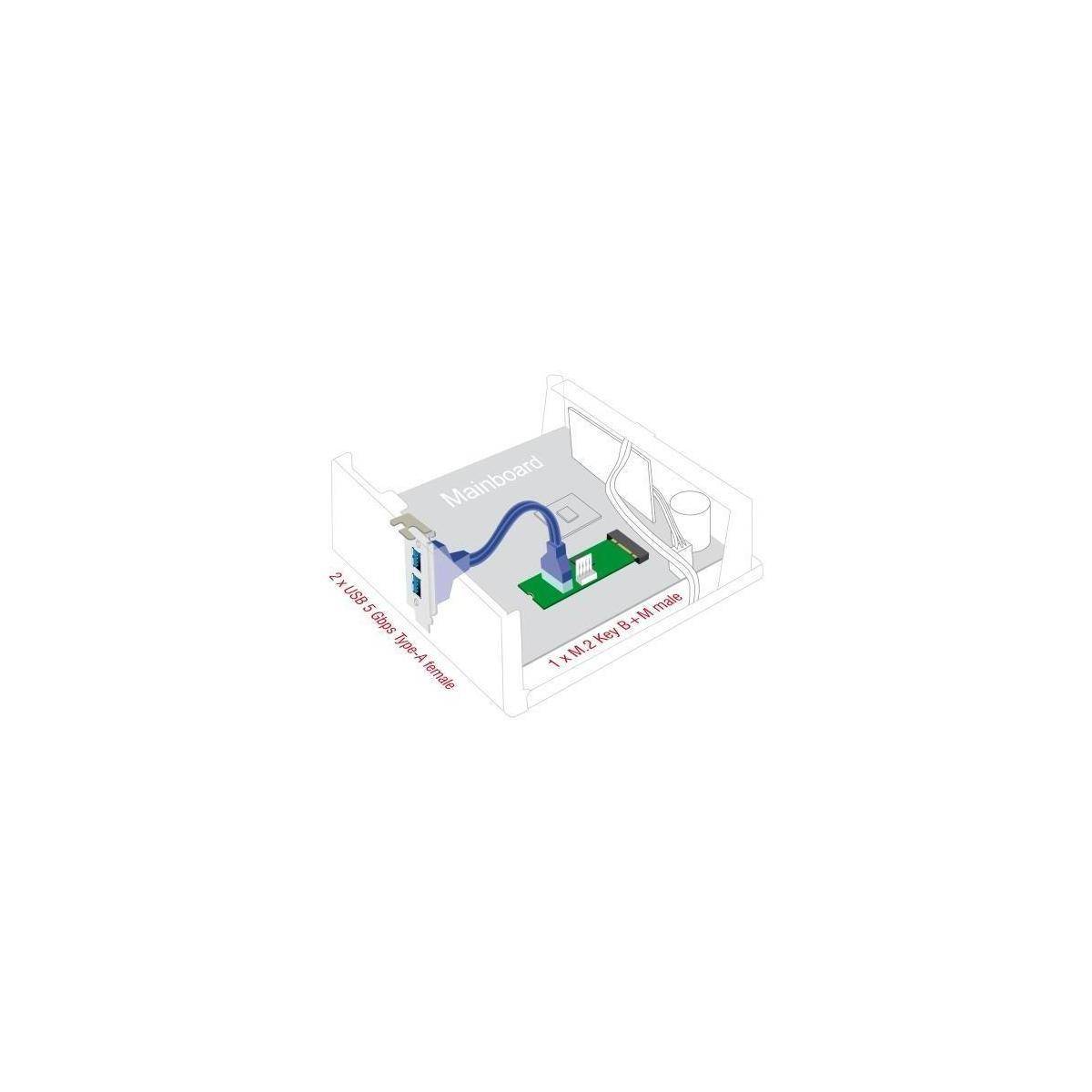 M.2 Key BM zu 2 x USB 5 Gbps Typ-A...-2
