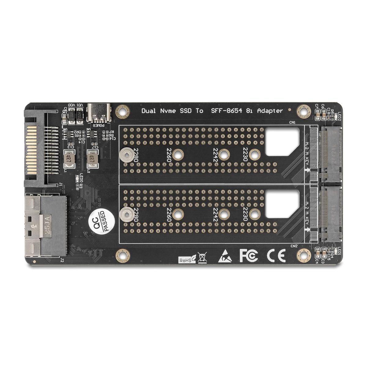 Delock SFF-8654 8i> 2x M.2 Key M NVMe SSD Konverter Converter-3