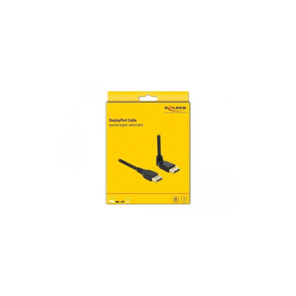 Delock DisplayPort Kabel Stecker gerade zu 90° oben gewinkelt 2 m Digital/Display/Video 2 m-2