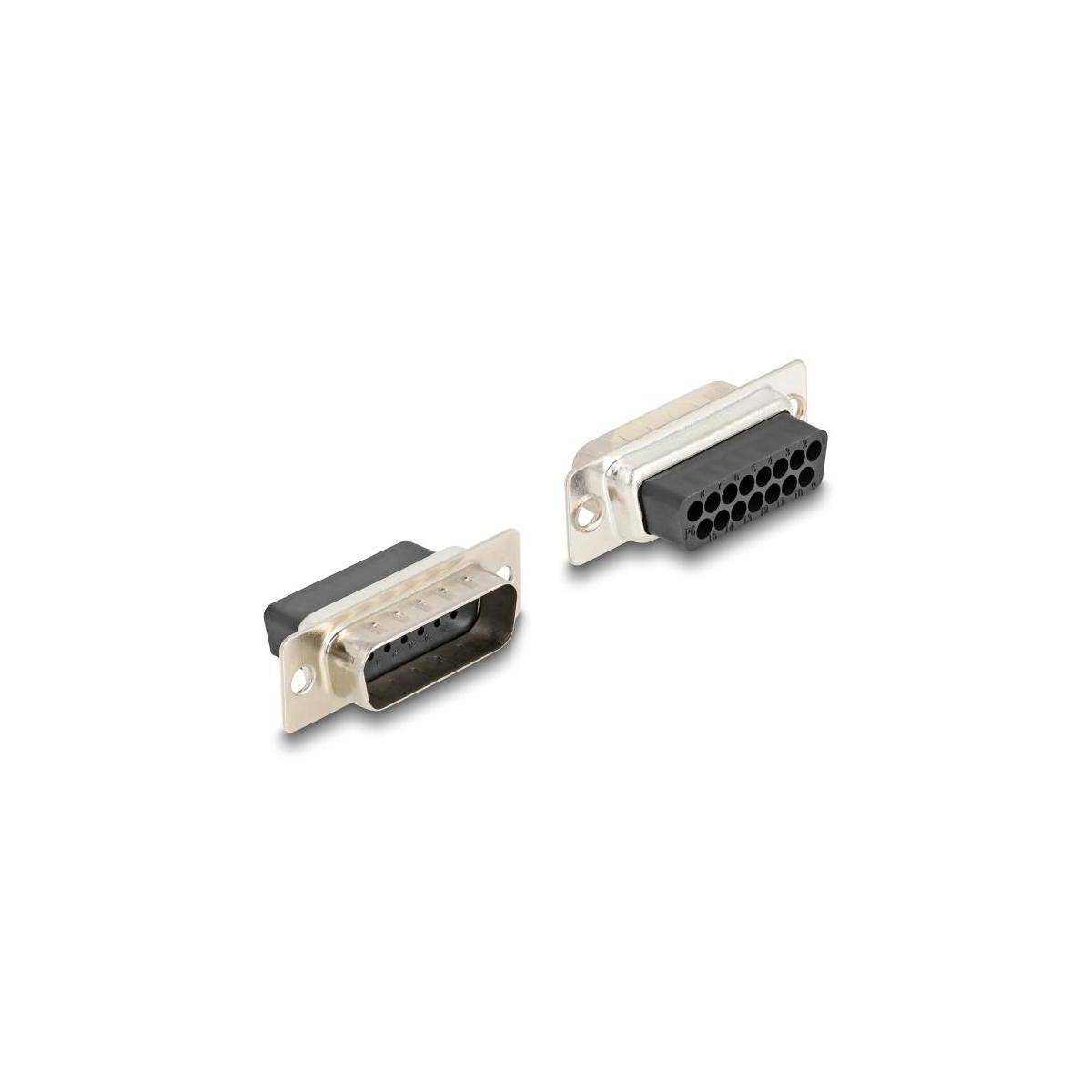 Delock D-Sub 15 Pin Stecker zu RJ12 Buchse Montagesatz schwarz-1