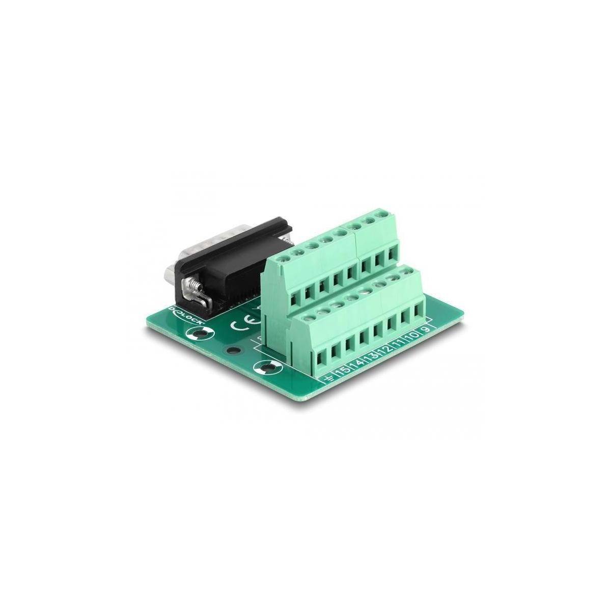 Delock D-Sub 15 Pin Stecker zu Terminalblock für Hutschiene 15-polig-1