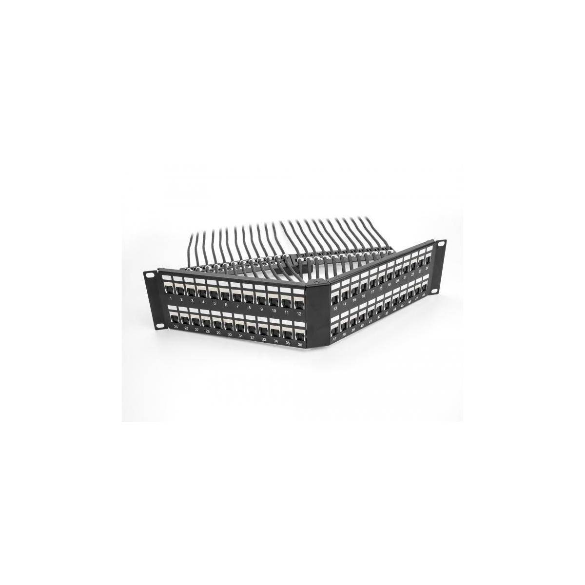 Delock 19'' Keystone Patchpanel 48 Port 2 HE gewinkelt schwarz Patch-Panel Schwarz-1