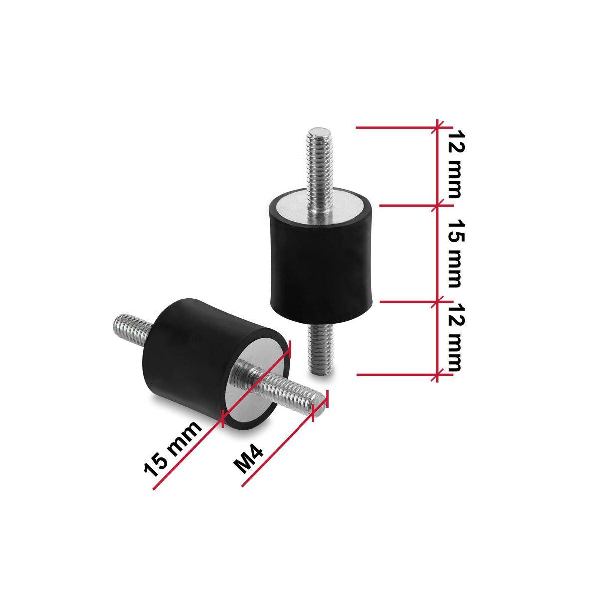 Vibrationsdämpfer M4 x 15 mm Gummi, 2...-1