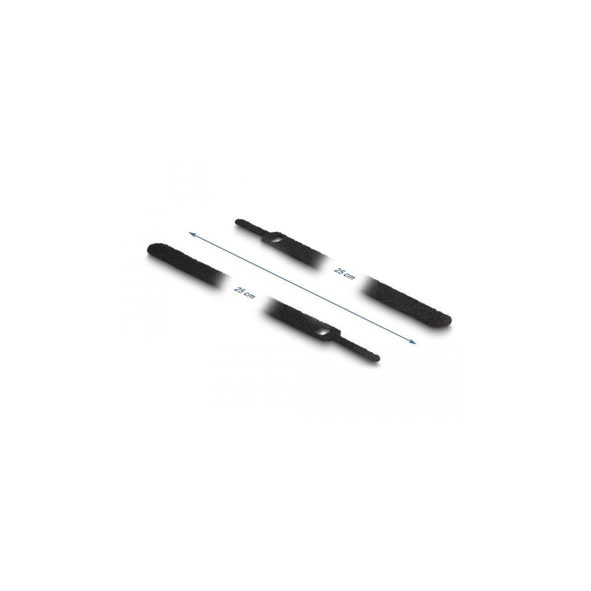 Delock Hook & loop tie - 25 cm - Schwarz (Packung mit 10) - Klett-Kabelbinder L-2